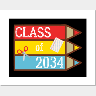 Class Of 2034 Teacher Students First Day Kindergarten Pencils Posters and Art